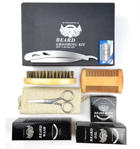 Premium Men’s Beard Grooming Kit with Beard Roller & Cleaning Disinfectant