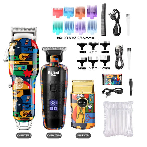 Kemei Rechargeable Graffiti Pattern Electric Hair Clipper Professional Barber Trimmer Man Shaver Km-MAX2092 KM-MAX5090 KM-RS7098