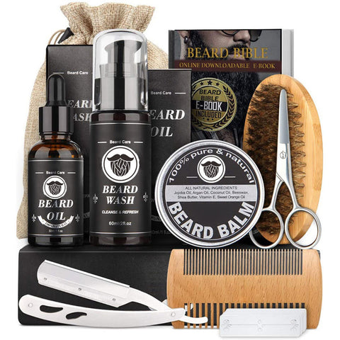 Premium Men’s Beard Grooming Kit with Beard Roller & Cleaning Disinfectant