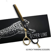 Hair Scissors Professional 6.0 Inch Barber Hairdressing Cutting Thinning Set Reversed Scissors Laser Wire salons shears