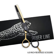 Hair Scissors Professional 6.0 Inch Barber Hairdressing Cutting Thinning Set Reversed Scissors Laser Wire salons shears