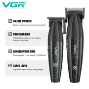 VGR Hair Trimmer Professional Clipper Cordless Barber 9000 RPM Rechargeable Hair Cutting Machine Metal Trimmer for Men V-640